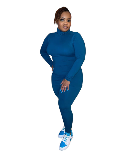 LASHA’S TURTLENECK LEGGING SET (TEAL)