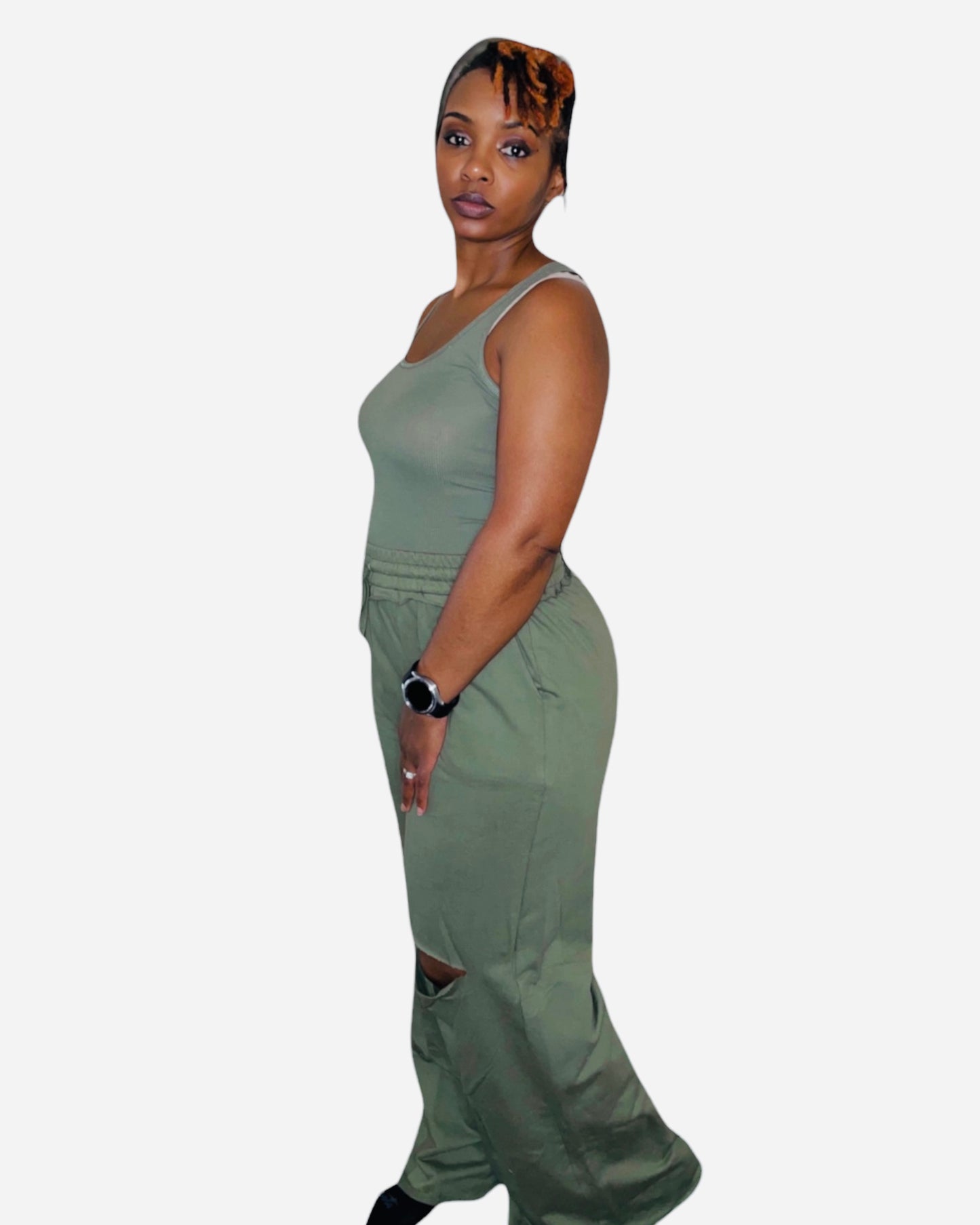 SLIT KNEE SET (OLIVE)