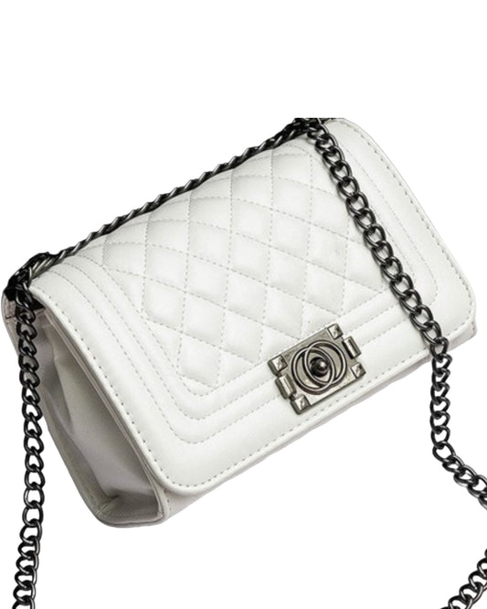 STITCHED CROSSBODY HANDBAG (WHITE)