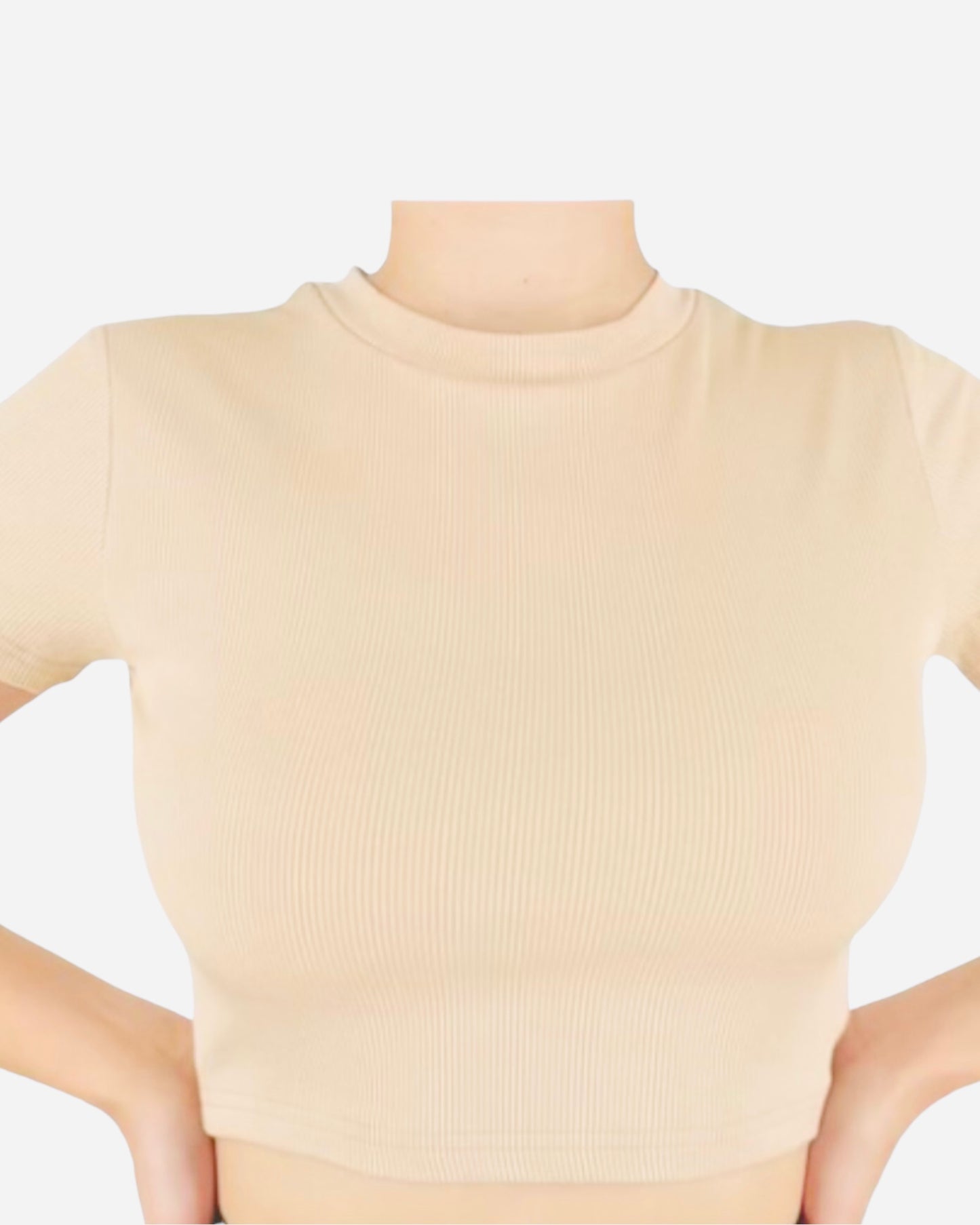 RIBBED CROP TOP (KHAKI)