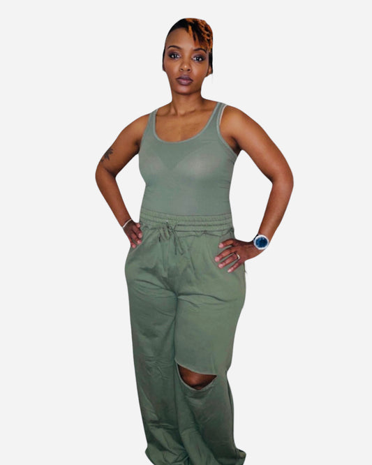 SLIT KNEE SET (OLIVE)