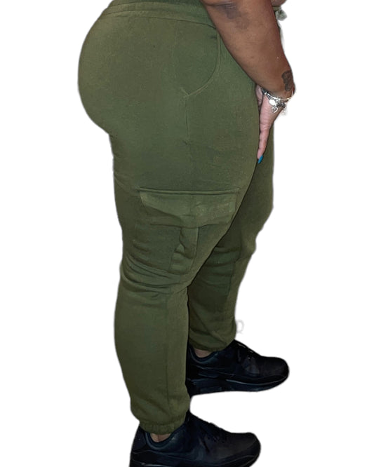 FLEECE CARGO JOGGERS (OLIVE)