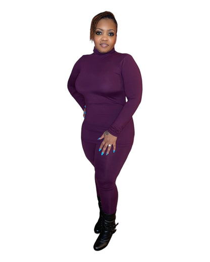 LASHA’S TURTLENECK LEGGING SET (DK PLUM)