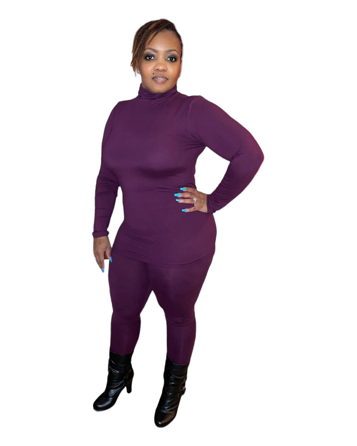 LASHA’S TURTLENECK LEGGING SET (DK PLUM)