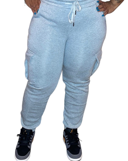 FLEECE CARGO JOGGERS (LT. GREY)