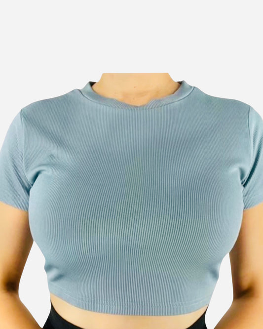 RIBBED CROP TOP (BLUE)