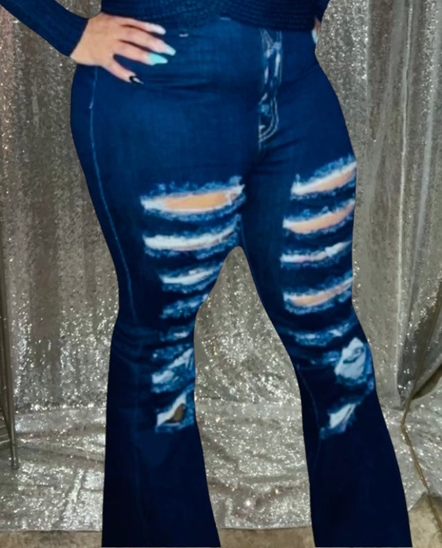 FLARED SLICED JEANS