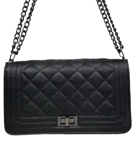 STITCHED CROSSBODY HANDBAG (BLACK)