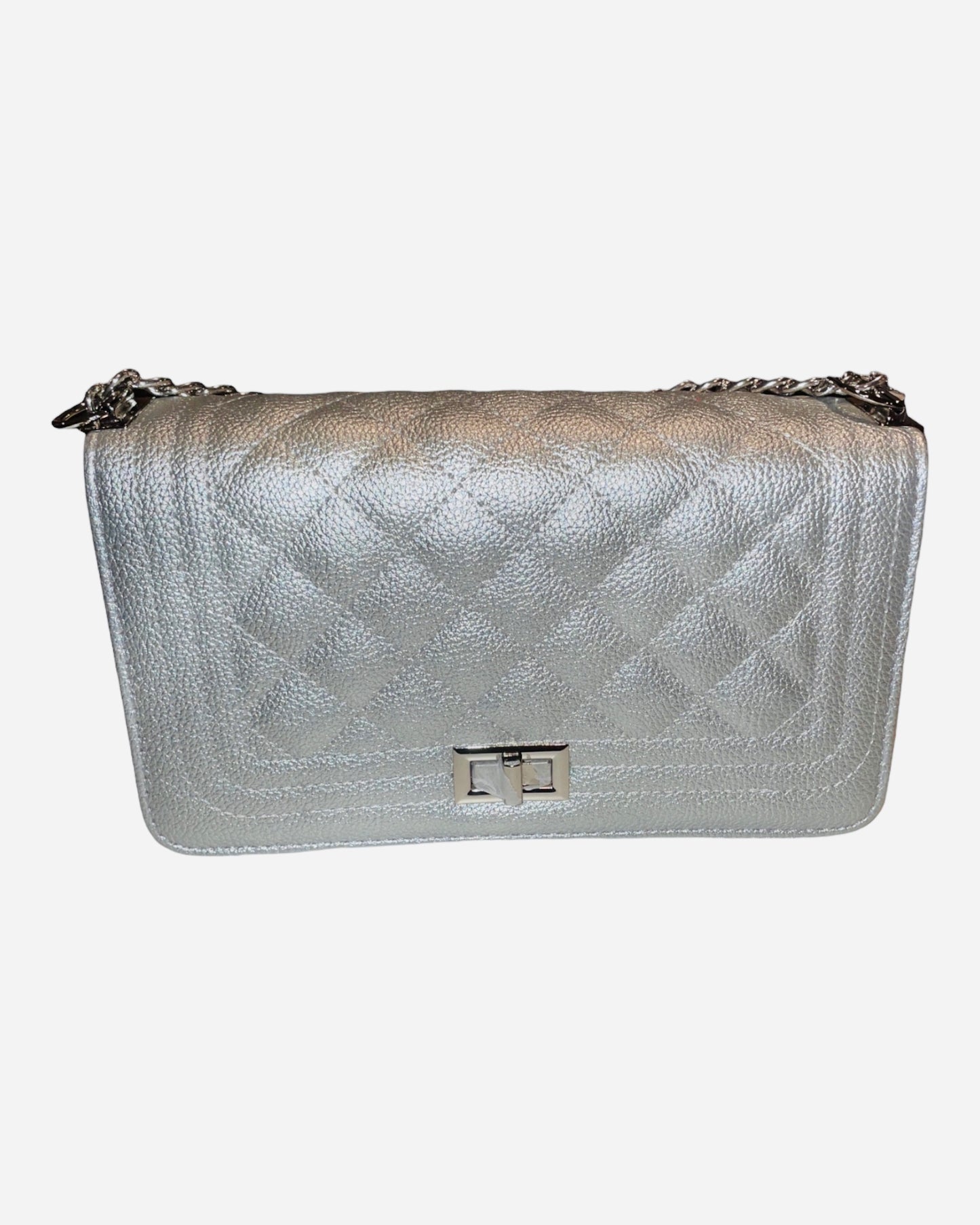 STITCHED CROSSBODY HANDBAG (SILVER)